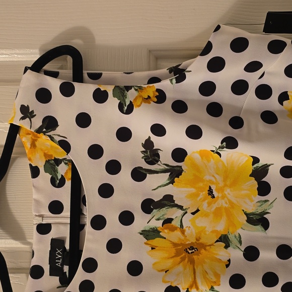 ALYX DRESS WOMEN'S PLUS BLACK & WHITE FLORAL POLKA-DOT SLEEVELESS DRESS SIZE 16 - Picture 5 of 16